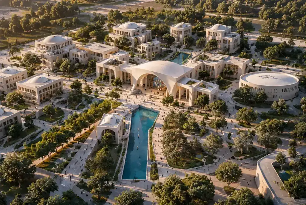 Aerial view of the Starvard campus