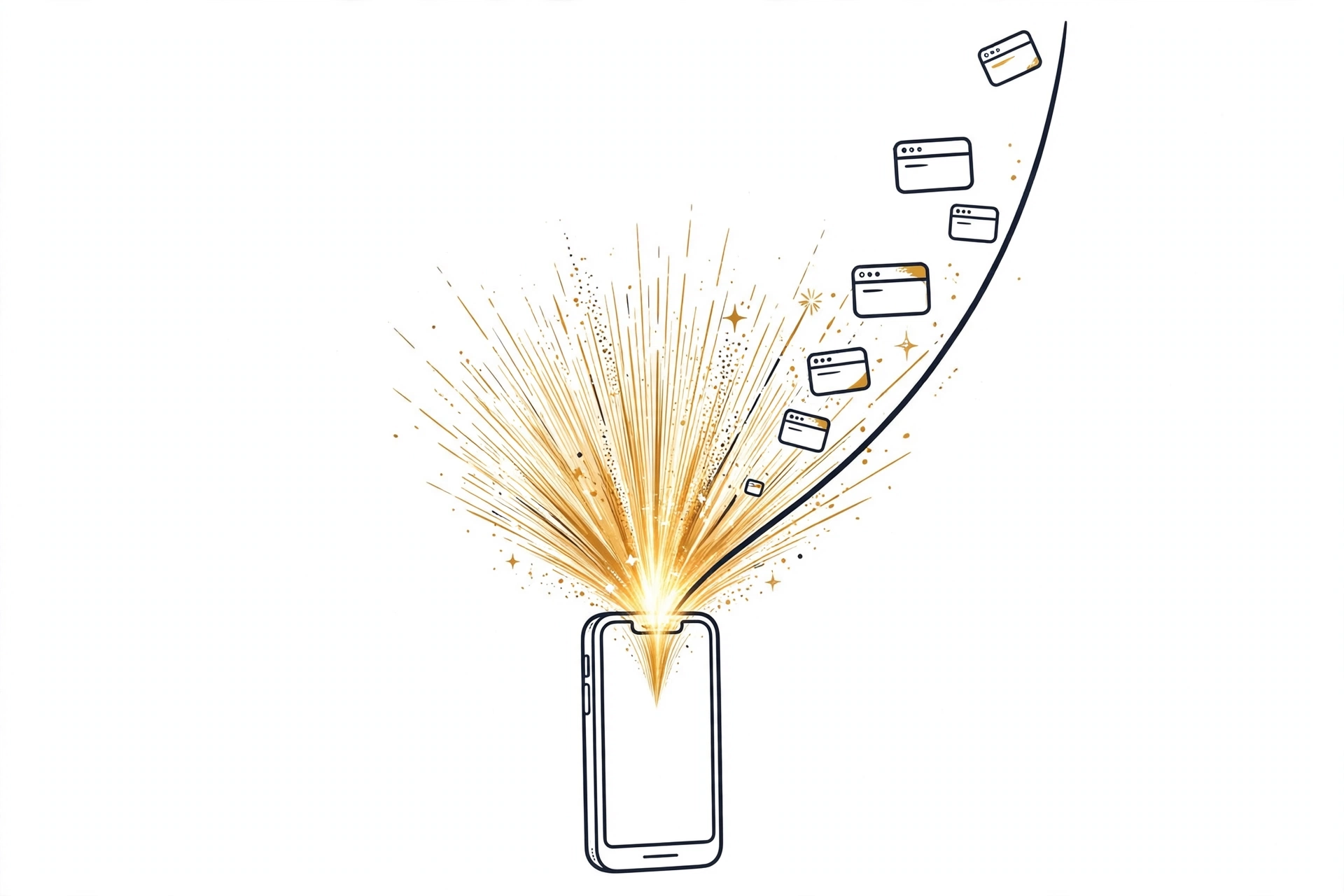 The cover illustration of the Starvard Research report 2026 AI and Internet Trends: a phone with a burst of golden light rising into a steep growth curve