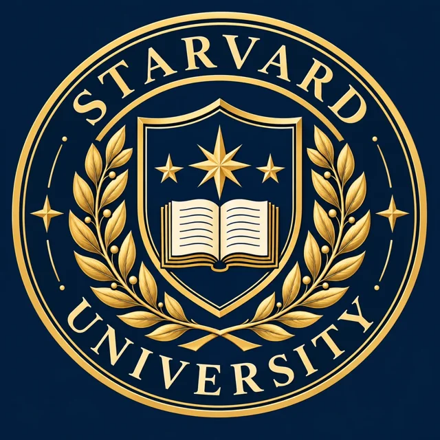 The Starvard University seal on ivory