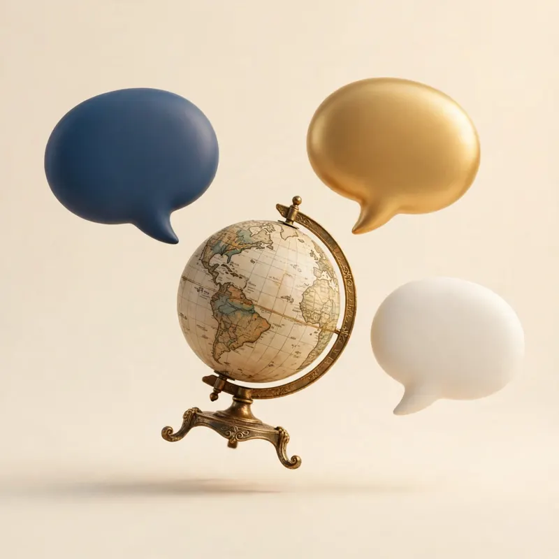 A globe with speech bubbles: languages at Starvard