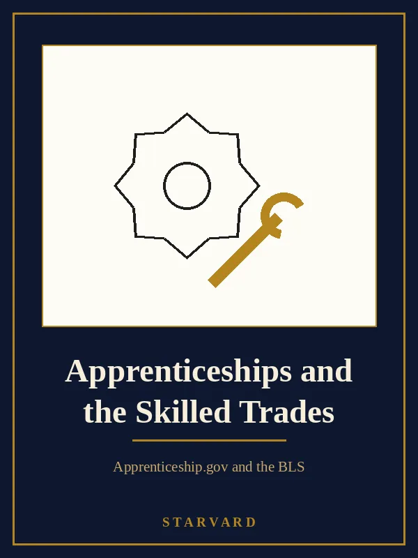 A gold wrench and a hard hat side by side, bold and simple on a cream panel above the course title, with small gold lines around the tools.