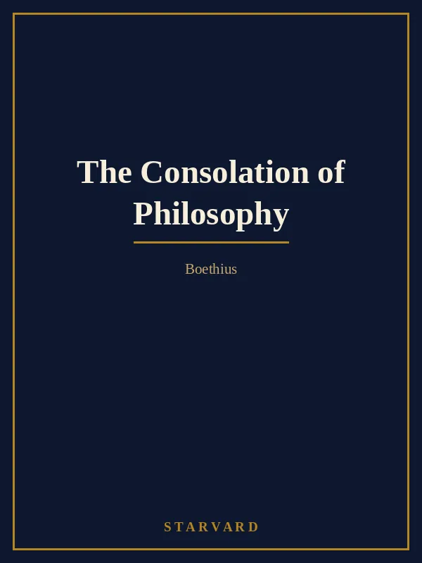 Typographic course cover for The Consolation of Philosophy in Starvard's navy and gold library style.
