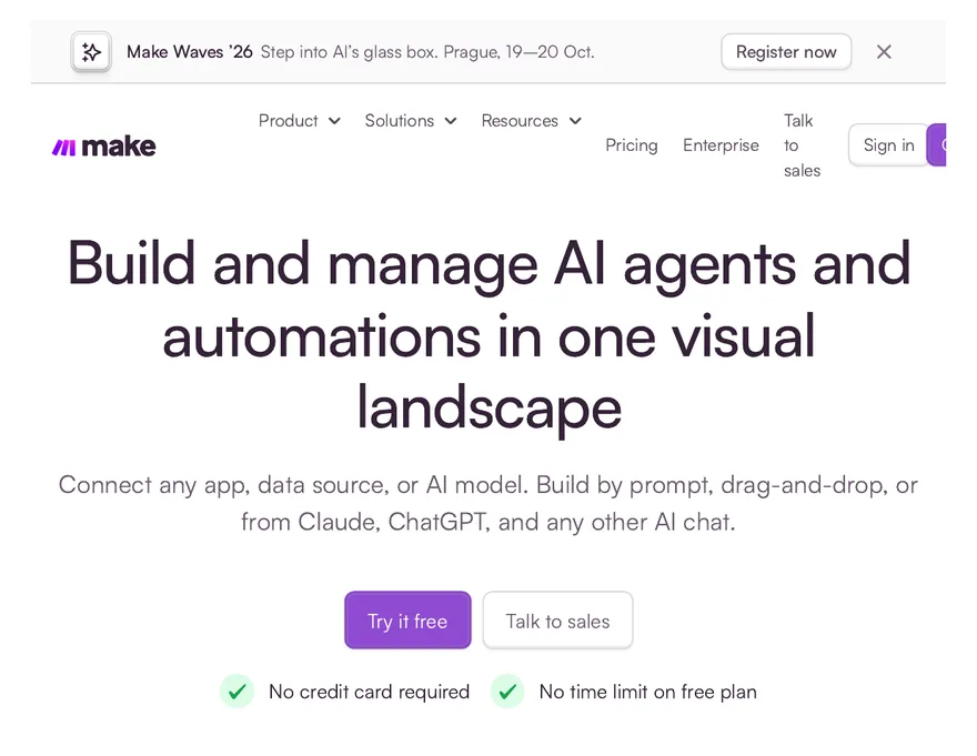 The Make homepage