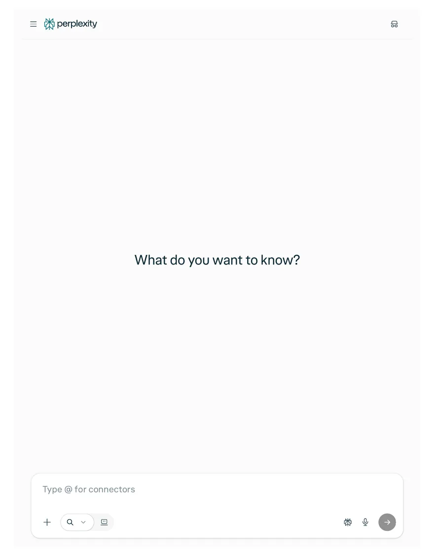 The Perplexity homepage