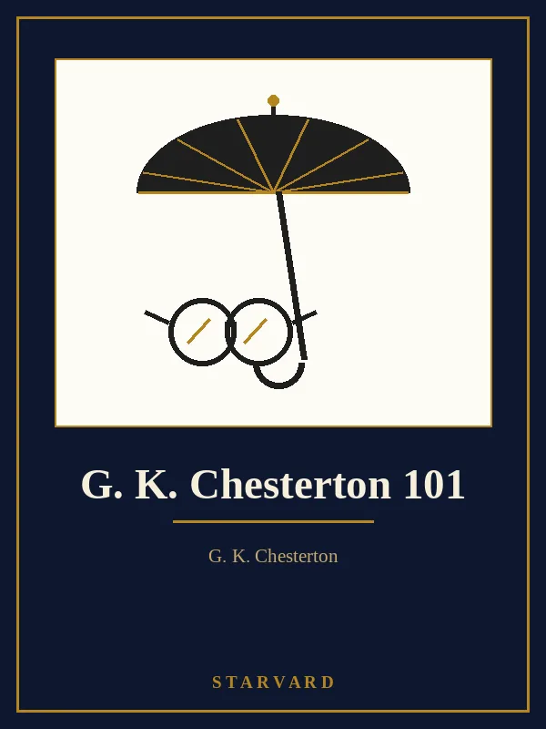 A large umbrella leaning beside a pair of round spectacles, drawn in black and gold lines on a cream panel above the course title.