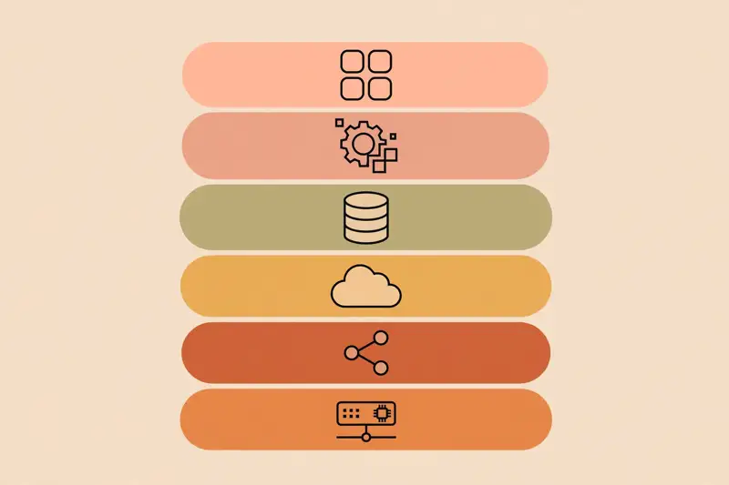Stacked layers of cloud services from infrastructure to applications