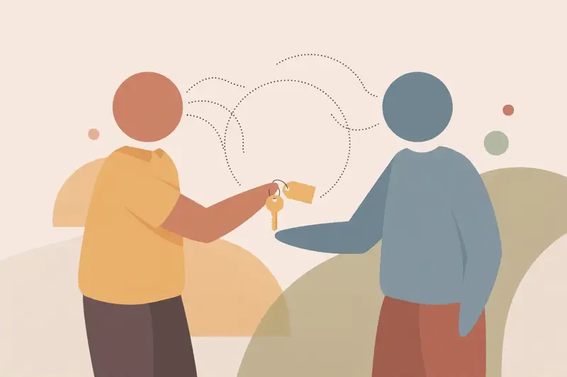 Two people in clear conversation, a key message passing between them