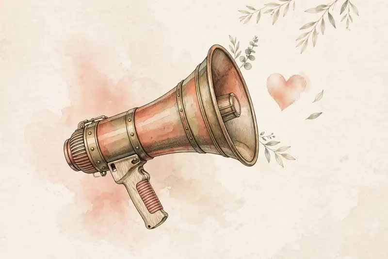 A megaphone with a heart, ethical marketing