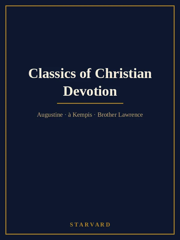 Typographic course cover for Classics of Christian Devotion in Starvard's navy and gold library style.