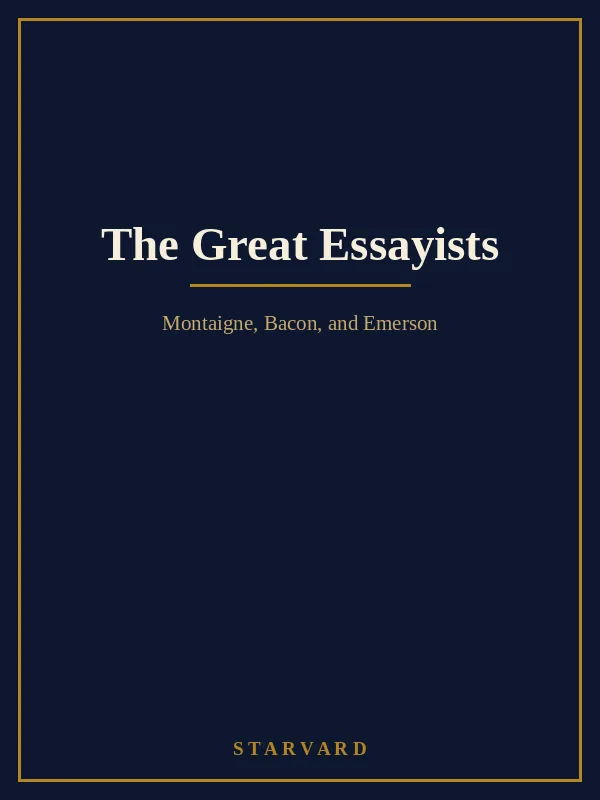 A navy and gold typographic Starvard course cover with the title The Great Essayists.