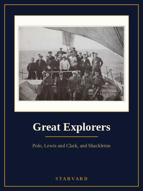 Frank Hurley's photograph of Shackleton and the Weddell Sea Party aboard their ship, set in a cream panel on a navy Starvard course cover.