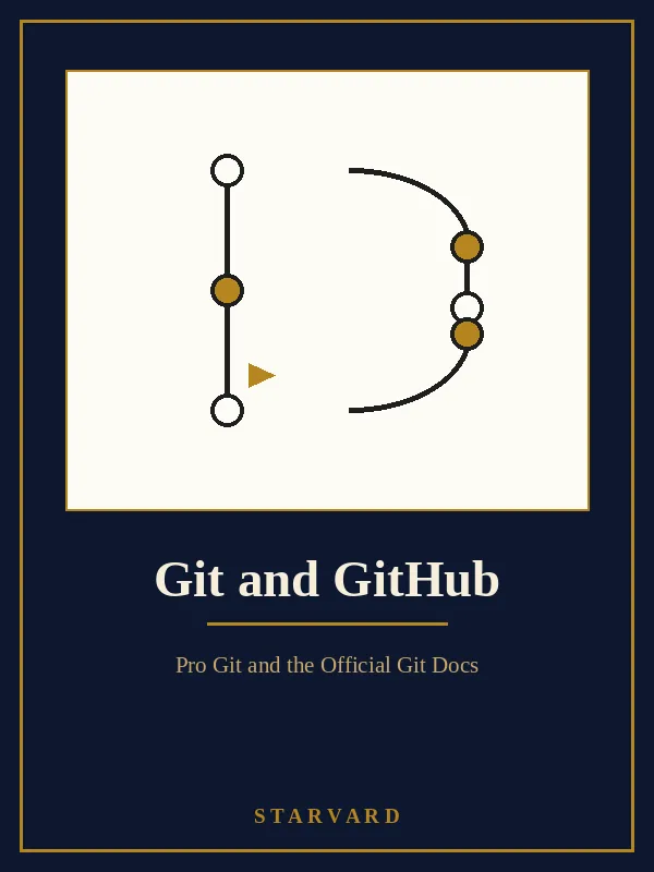 Circles joined by lines that branch apart and merge together again, bold and simple on a cream panel above the course title.
