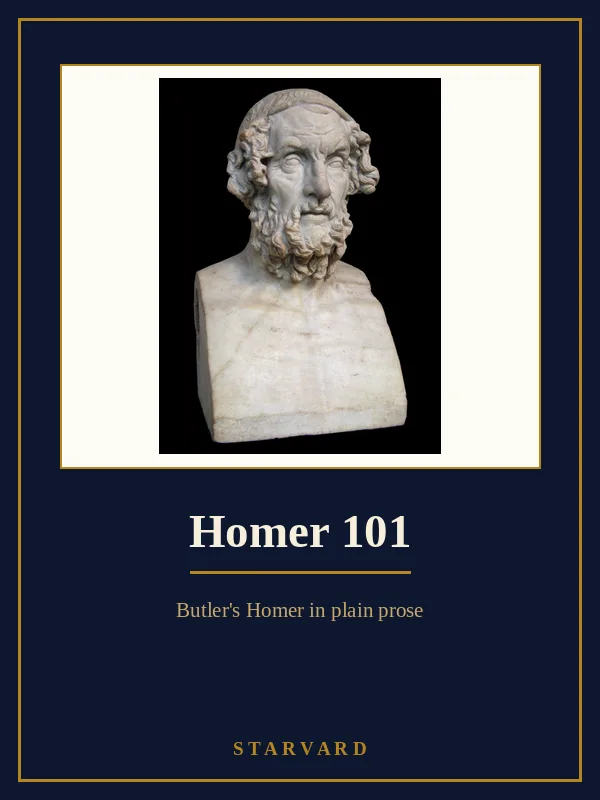 A marble bust of Homer, the blind, bearded old poet, photographed against a black background.