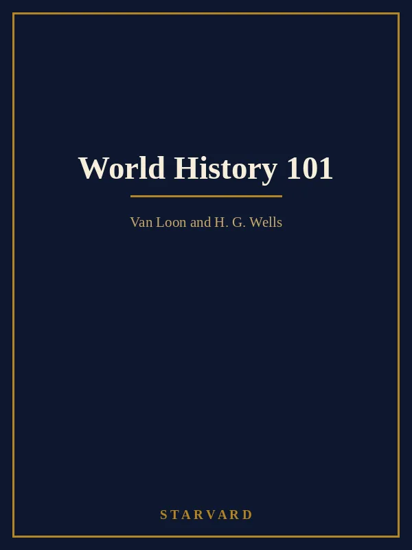 A navy and gold typographic Starvard course cover with the title World History 101.