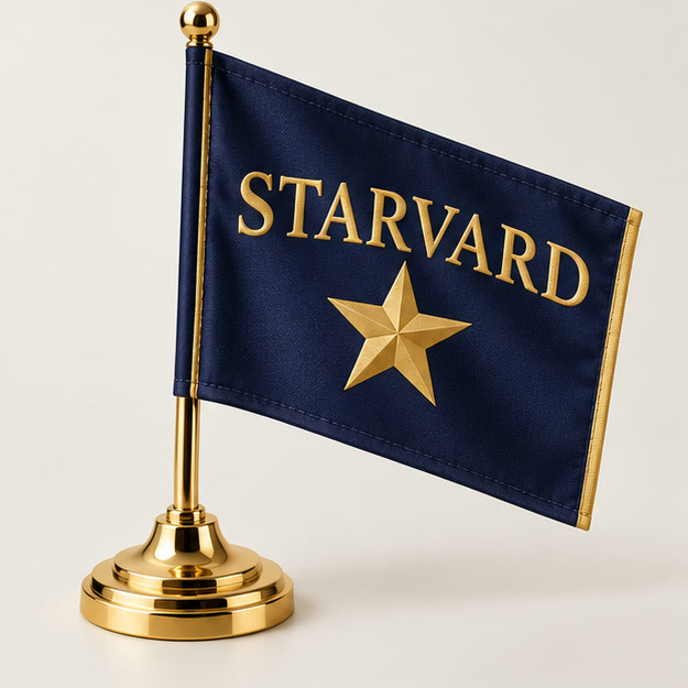 Starvard University desk flag with gold star