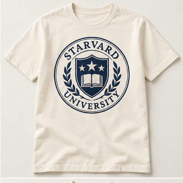 Ivory Starvard t-shirt with navy seal