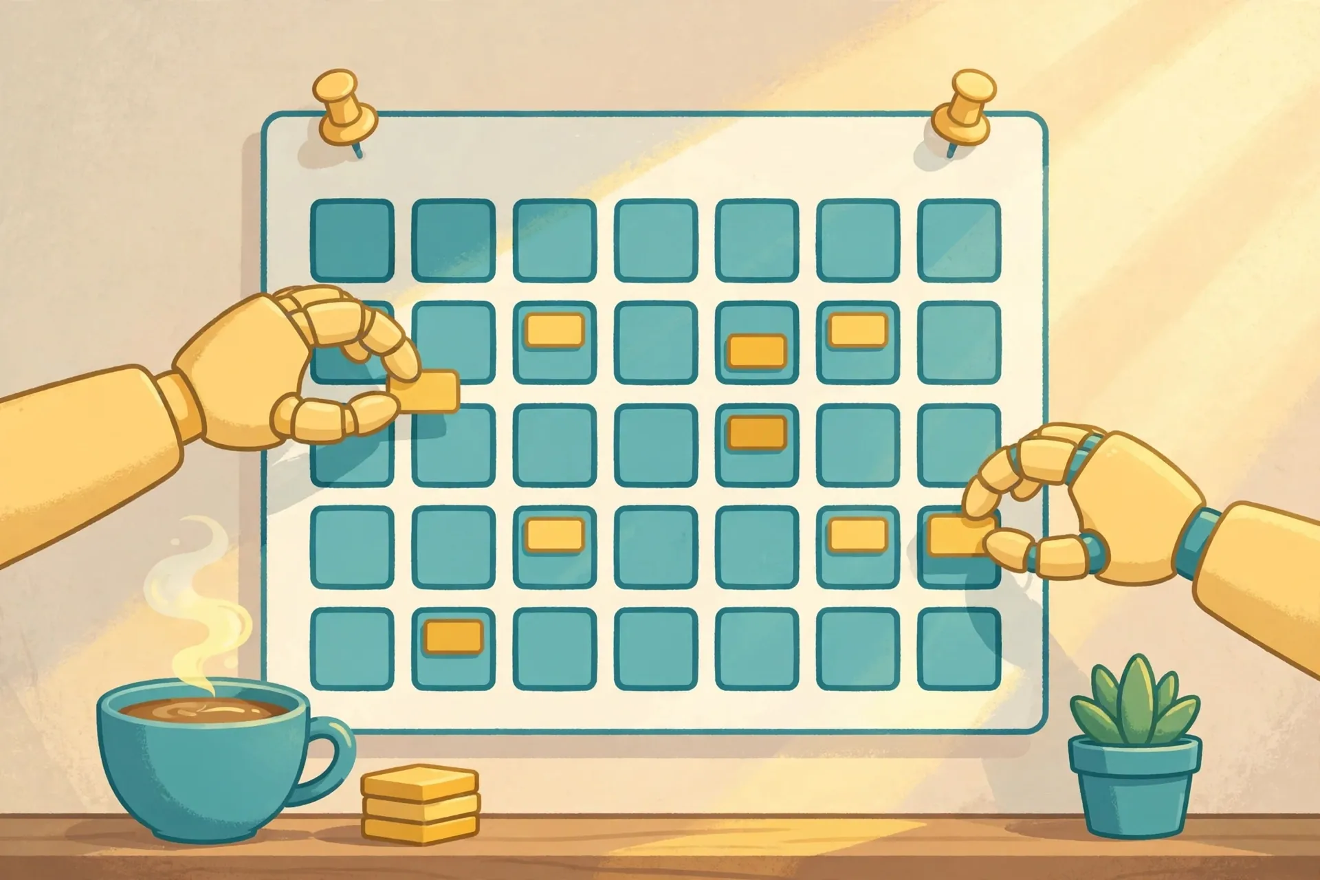 A calendar filling itself in